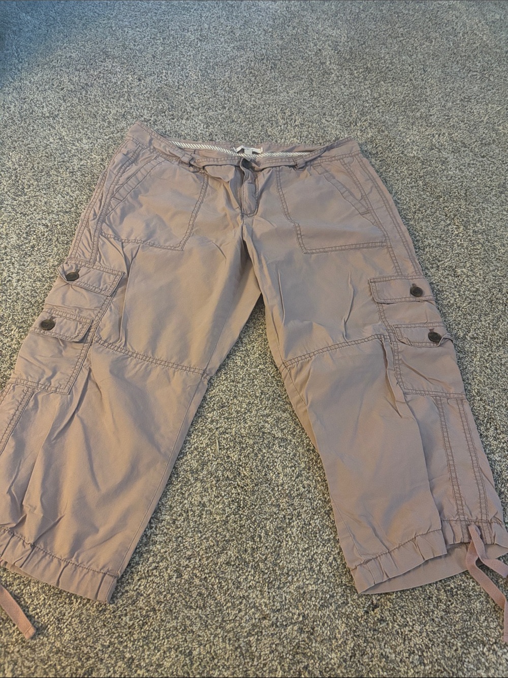 LOFT Mauve-Taupe Cargo Capris with Drawstring